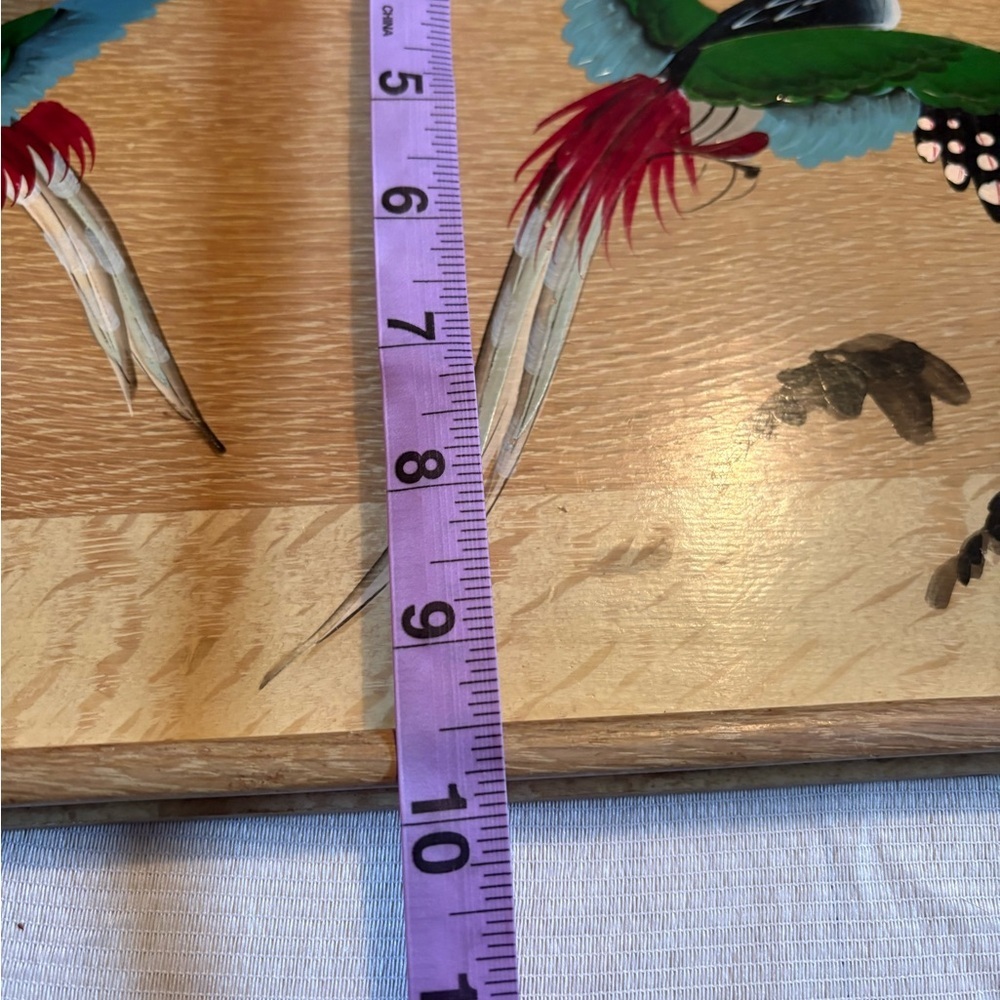 Vintage Wooden Tray with Bird Design - Picture 5 of 6